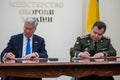 Ukrainian and UK heads of Defence Ministries sign Joint Statement on defence cooperation development Royalty Free Stock Photo