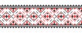 Ukrainian vector ornament, seamless border. Ukrainian folk, ethnic geometric embroidery. Ornament in red and black