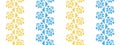 Ukrainian vector pattern in yellow and blue flag colors. Traditional floral folk ethnic ornament for cloth, fabric