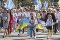 Veterans, volunteers and relatives of soldiers, killed on war on Eastern Ukraine during march on Independence Day, Kyiv