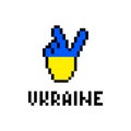 Ukrainian victory hand symbol pixel art