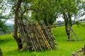 Wooden blanks for drying hay