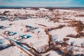 Ukrainian village in winter, panorama of snow-covered village, view of the village from above, winter panorama Royalty Free Stock Photo
