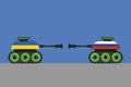 Ukrainian vs Russian tank - Russo-Ukrainian war conflict vector illustration