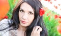 Ukrainian woman in field of poppies