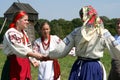 Ukrainian woman in national costume dance in a circle