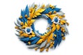 Ukrainian Wreath On White Background. Generative AI