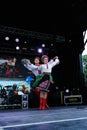 Ukrainian youth people in national costumes take part in the Montreal Ukrainian Festival. Artistic groups of dancers from Ukraine