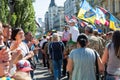 Ukrainians at a parade of veterans, volunteers, and relatives of soldiers who participated in the war in eastern Ukraine during