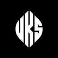 UKS circle letter logo design with circle and ellipse shape. UKS ellipse letters with typographic style. The three initials form a Royalty Free Stock Photo