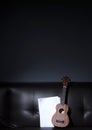 Ukulele and Blank Music Paper. Royalty Free Stock Photo