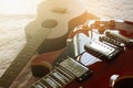 Ukulele and Electric guitar macro abstract Royalty Free Stock Photo