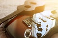 Ukulele and Electric guitar macro abstract Royalty Free Stock Photo