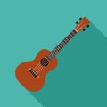 Ukulele flat design vector illustration on green background