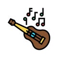 ukulele hawaii musician instrument color icon vector illustration