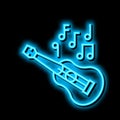 ukulele hawaii musician instrument neon glow icon illustration