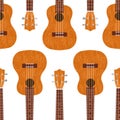 Ukulele Hawaiian guitar. From brown wood. Realistic vector illustration