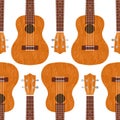 Ukulele Hawaiian guitar. From brown wood. Realistic vector illustration