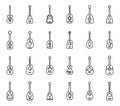 Ukulele icons set outline vector. Acoustic band