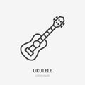 Ukulele line icon, vector pictogram of small hawaiian guitar. Musical instrument illustration, sign for music store logo