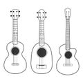 Ukulele line isolated on white background. Vector illustration