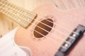 Ukulele and musical paper notes Royalty Free Stock Photo
