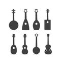 Ukulele Silhouette Set Royalty Free Stock Photo