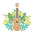 Ukulele and tropical leafs.