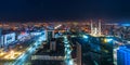 Ulaan-Baator, Mongolia - May 16, 2015: Night view at the streets of the capital of Mongolia.