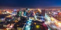 Ulaan-Baator, Mongolia - May 16, 2015: Night view at the streets of the capital of Mongolia.