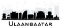 Ulaanbaatar City skyline black and white silhouette. Royalty Free Stock Photo