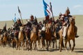 Mongolian horse riders take part in the traditional historical show of Genghis Khan era in Ulaanbaatar, Mongolia.