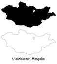 Ulaanbaatar, Mongolia. Detailed Country Map with Location Pin on Capital City.