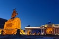 Statue of Damdin SÃÂ¼khbataar and government palace Royalty Free Stock Photo