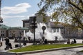 Ulan-Ude, Buryatia / Russia - May 15, 2021: Fountain in the square in front of the Opera and Ballet Theater Royalty Free Stock Photo