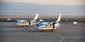 Ulan-Ude, Russia - April 22, 2014: New white Let 410 airplane parked at the airport Baikal