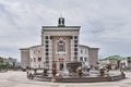 Ulan-Ude, Russia. Buryat Opera and Ballet Theatre, Theater Square, color music fountain. Royalty Free Stock Photo