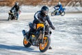 Ulan-Ude, RUSSIA - January, 2014: Competitors at winter bike competition on ice.