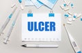 Ulcer on the sacrum with necrotic muscle and skin on the body of the sick person. Pressure Ulcers. Not dead. Ulcer curable Royalty Free Stock Photo