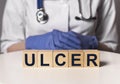 Ulcer word text. Digestion and stomach disease, Medicine Royalty Free Stock Photo