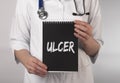 Ulcer word text. Digestion and stomach disease, Medicine Royalty Free Stock Photo