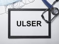 Ulcer word text. Digestion and stomach disease, Medicine Royalty Free Stock Photo