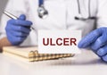 Ulcer word text. Digestion and stomach disease, Medicine Royalty Free Stock Photo