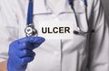 Ulcer word text. Digestion and stomach disease, Medicine Royalty Free Stock Photo