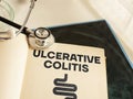 Ulcerative colitis is shown using the text and picture of intestine in the book