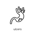 Ulcers icon. Trendy modern flat linear vector Ulcers icon on white background from thin line Diseases collection