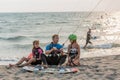 Little girls learning to kitesurf