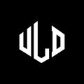 ULD letter logo design with polygon shape. ULD polygon and cube shape logo design. ULD hexagon vector logo template white and Royalty Free Stock Photo