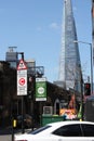 ULEZ, London, UK - April 8 2019: ULEZ Ultra low emission zone charge congestion charge & Ultra Low Emission Zone ULEZ warning