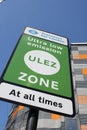 ULEZ, London, UK - April 9 2019: ULEZ Ultra low emission zone new charge London prepare for new Ultra Low Emission Zone ULEZ